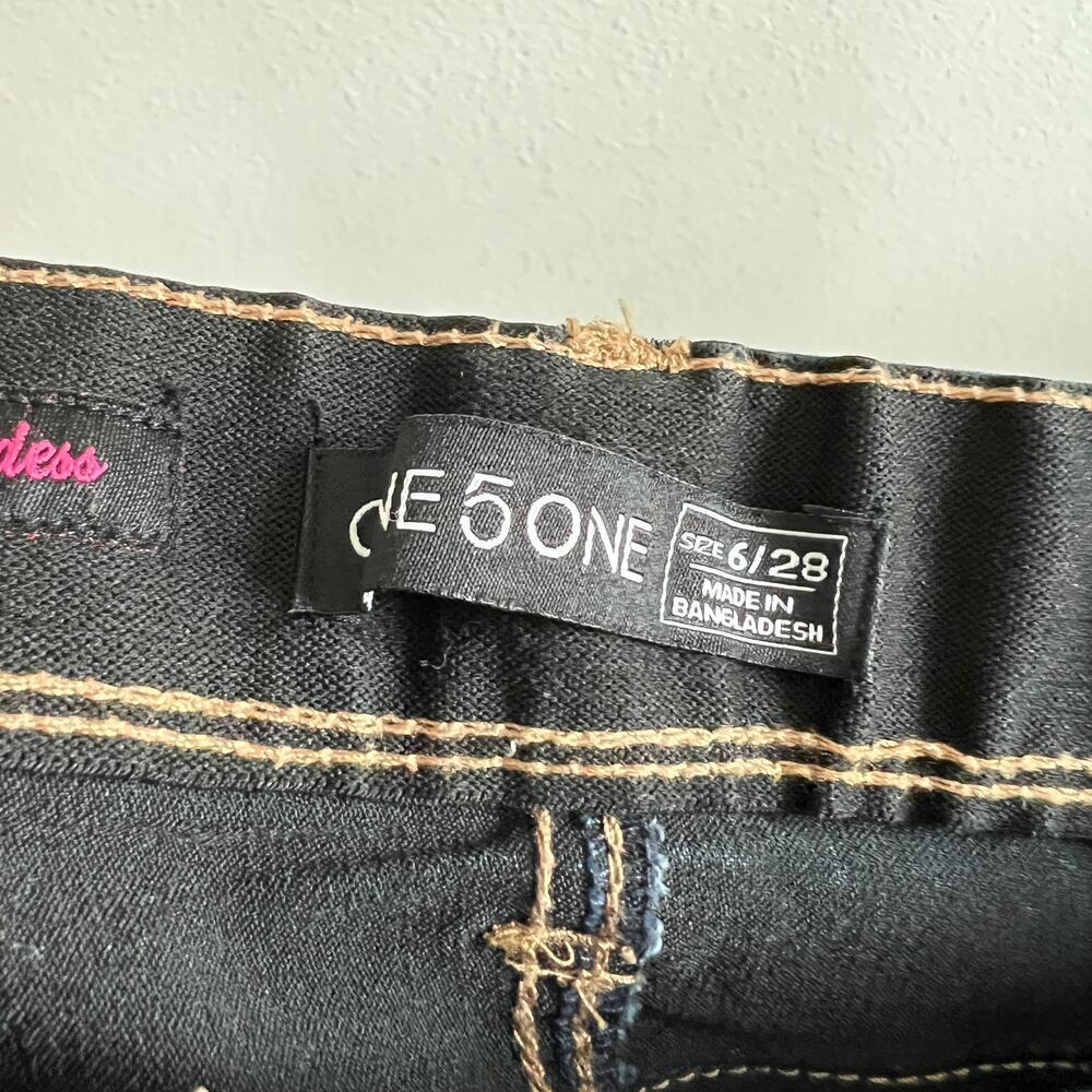 ONE5ONE Goddess High Rise Trouser Straight Leg Jeans Womrn's 6/28 Dark Wash - Picture 5 of 8